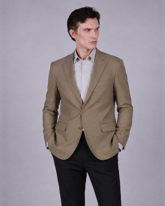 Taupe Blazer – 100% Wool, Classic Fit