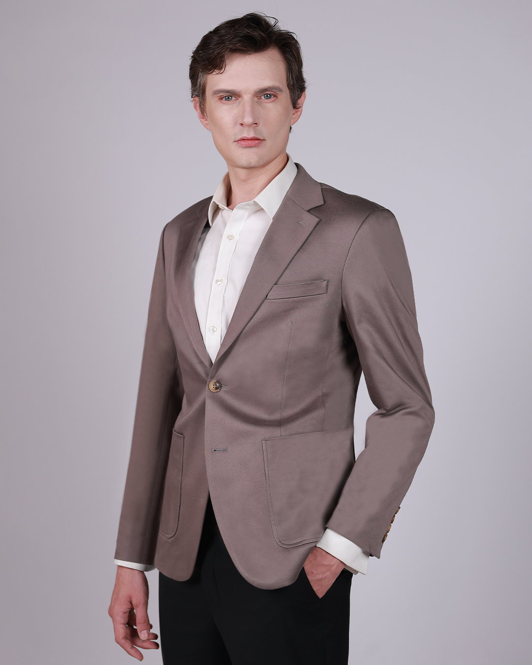 [SAMPLE SALE] Cotton Stretch Blazer – Classic Fit, Navy or Beige