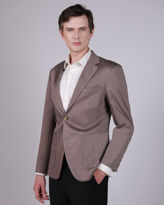 Cotton Stretch Blazer – Classic Fit, Navy or Beige