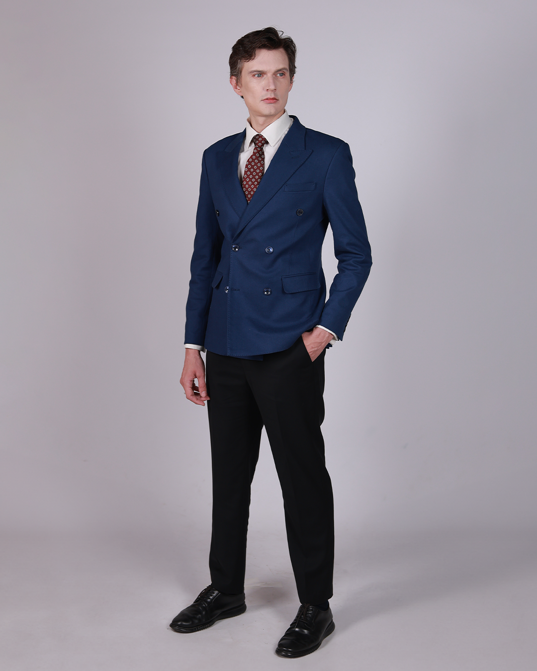 Navy Double Breasted Jacket – Cotton, Classic Fit