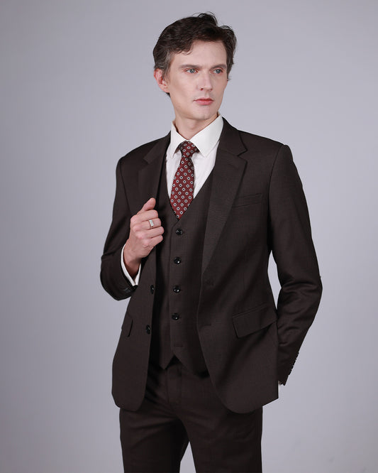 Brown Houndstooth Suit – 100% Wool, Classic Fit (2 or 3 Piece)