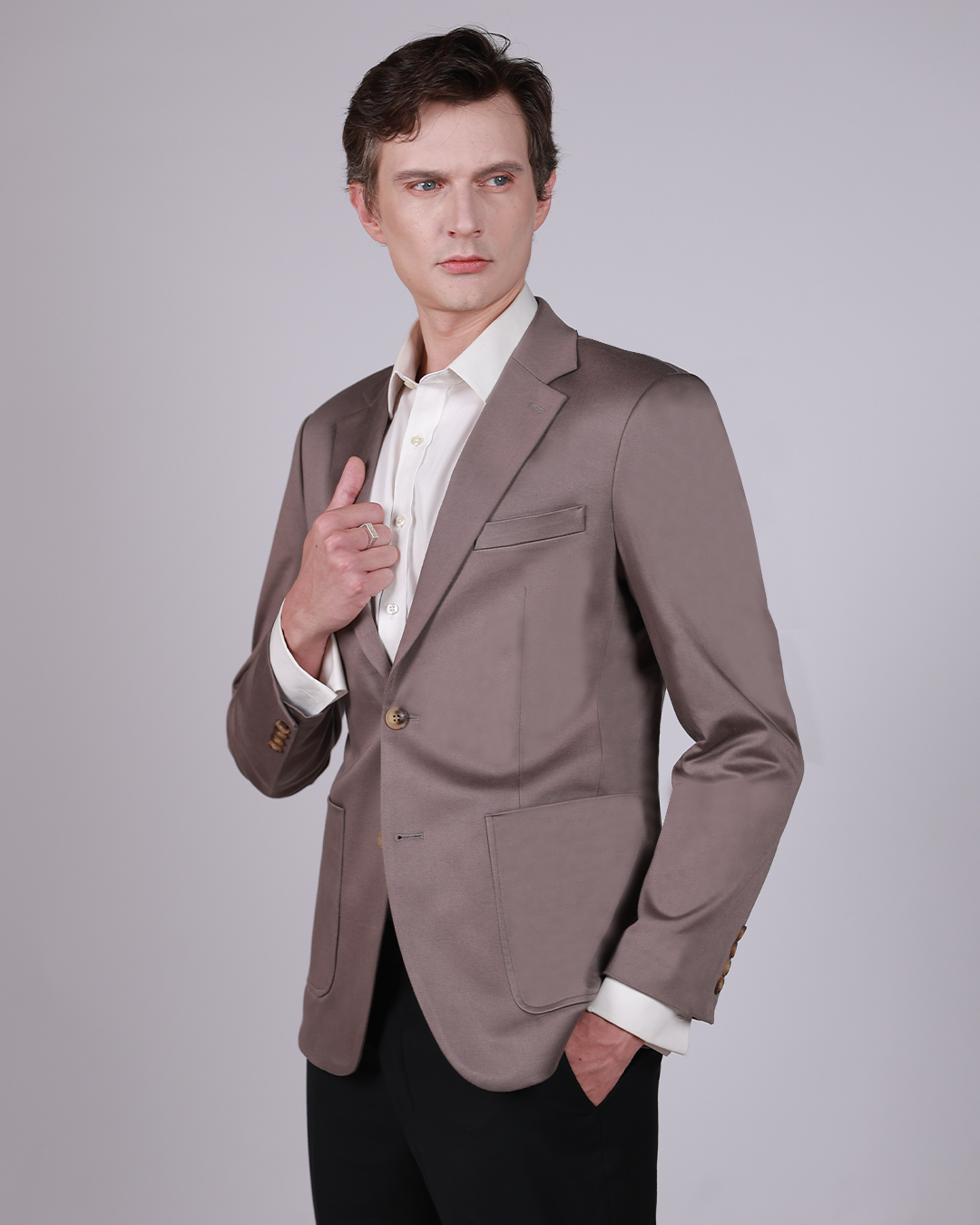 [SAMPLE SALE] Cotton Stretch Blazer – Classic Fit, Navy or Beige