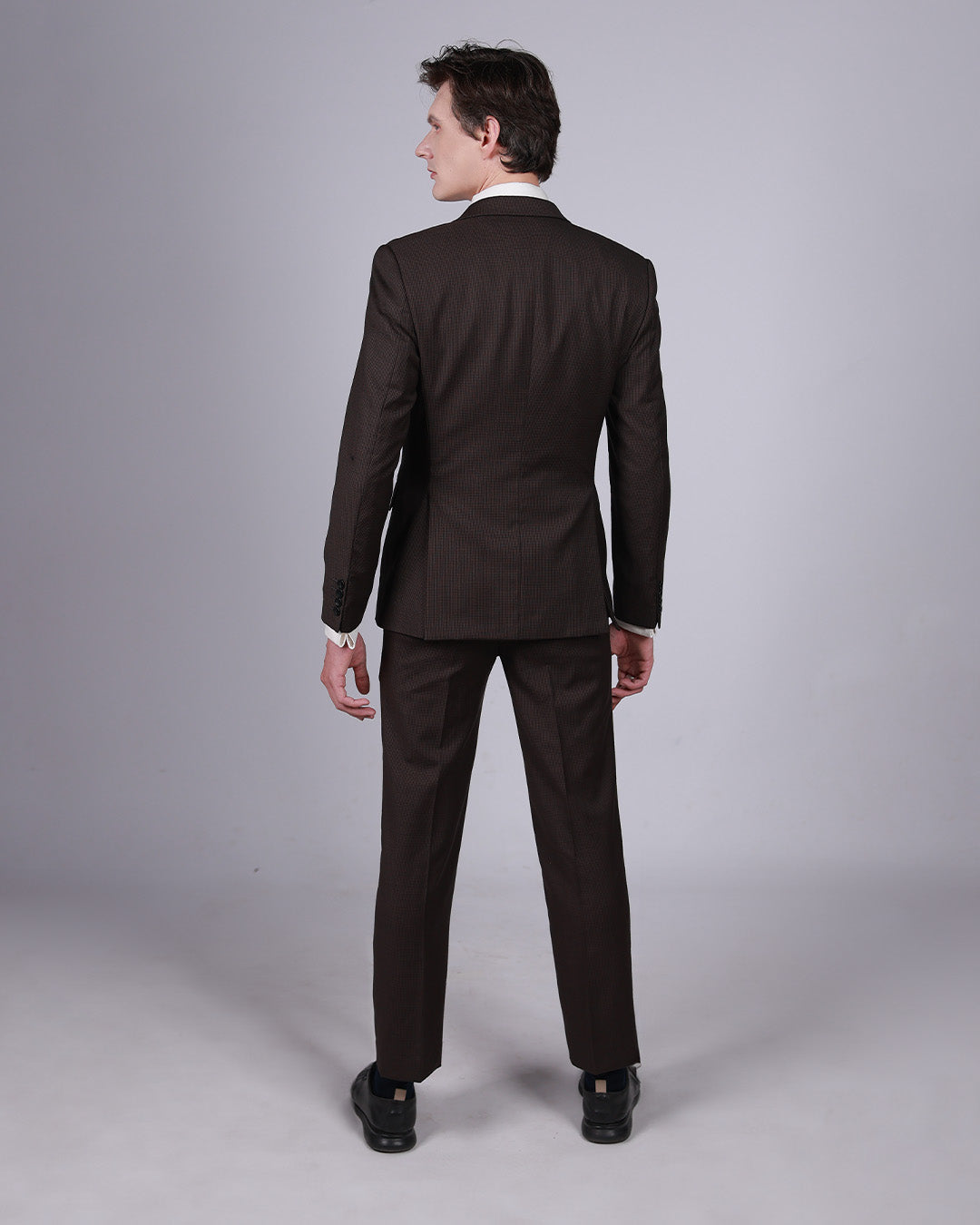 Brown Houndstooth Suit – 100% Wool, Classic Fit (2 or 3 Piece)