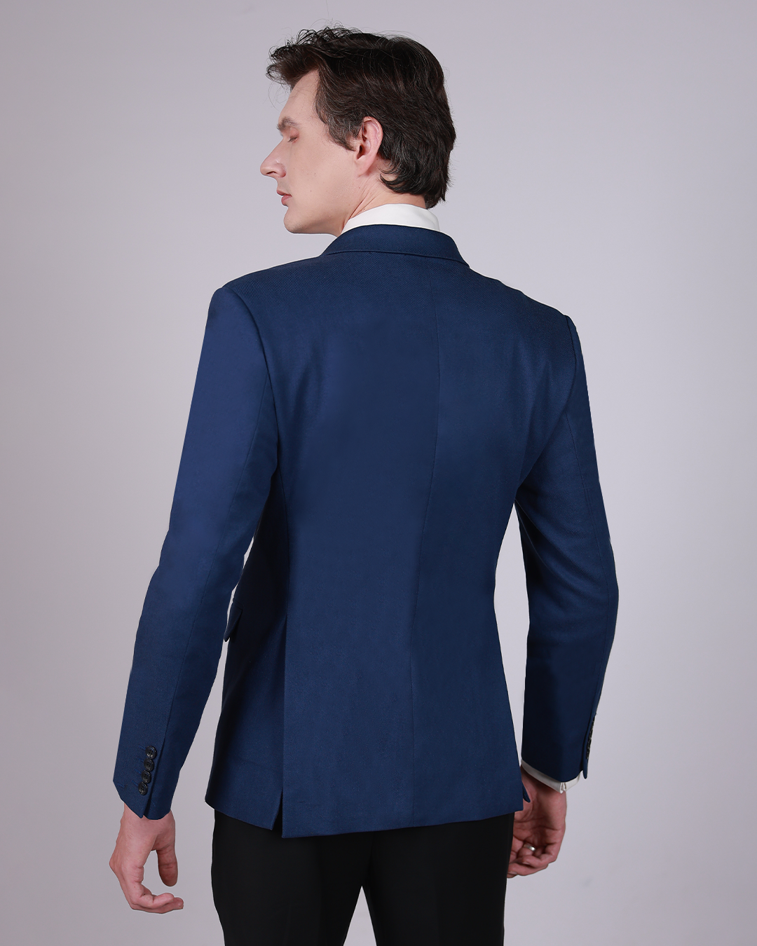 Navy Double Breasted Jacket – Cotton, Classic Fit