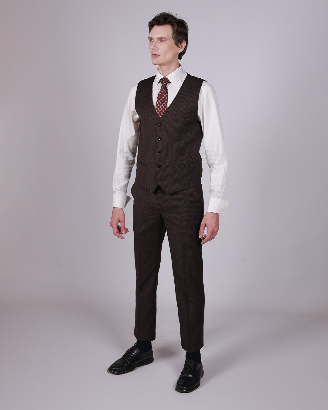 Brown Houndstooth Suit – 100% Wool, Classic Fit (2 or 3 Piece)