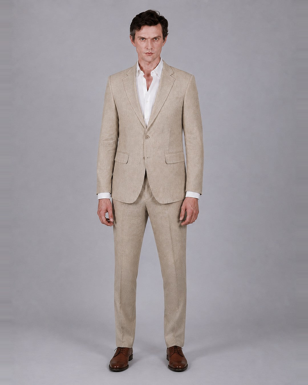 Beige Suit – 100% Linen, Classic Fit (2 Piece)