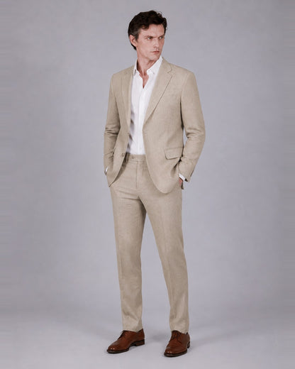 Beige Suit – 100% Linen, Classic Fit (2 Piece)