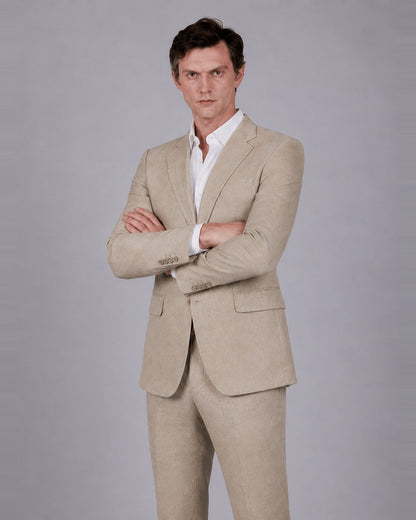 Beige Suit – 100% Linen, Classic Fit (2 Piece)