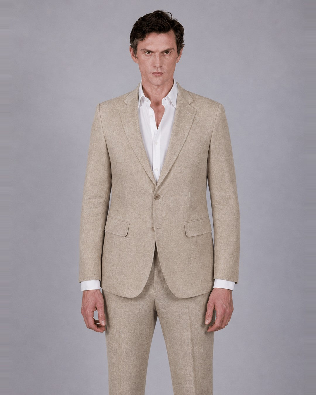 Beige Suit – 100% Linen, Classic Fit (2 Piece)